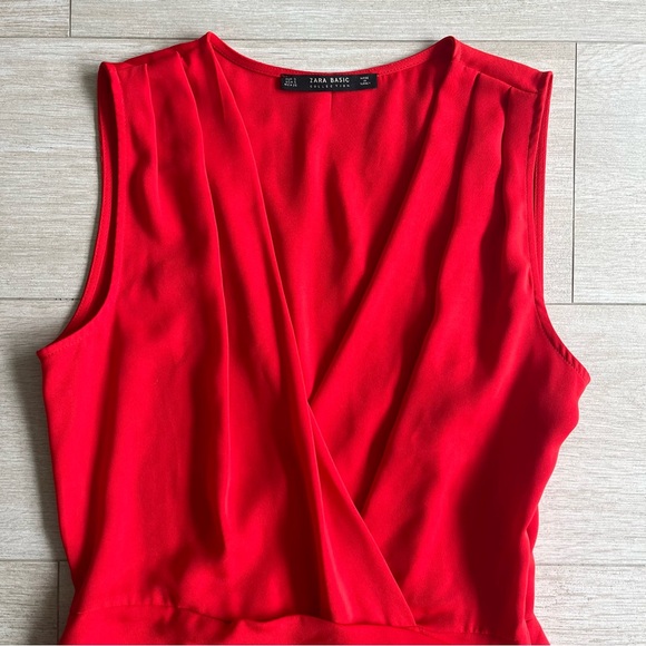 ZARA red jumpsuit/ romper blazer. Sleeveless blazer wrap jumpsuit. NWOT Size S - Picture 4 of 11